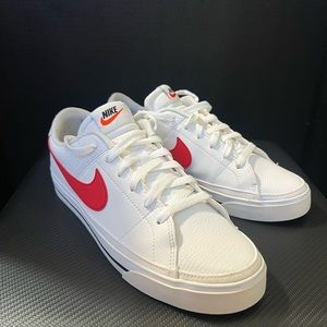 Nike Court Legacy Next Nature White/Red - Size 8 (Men)
